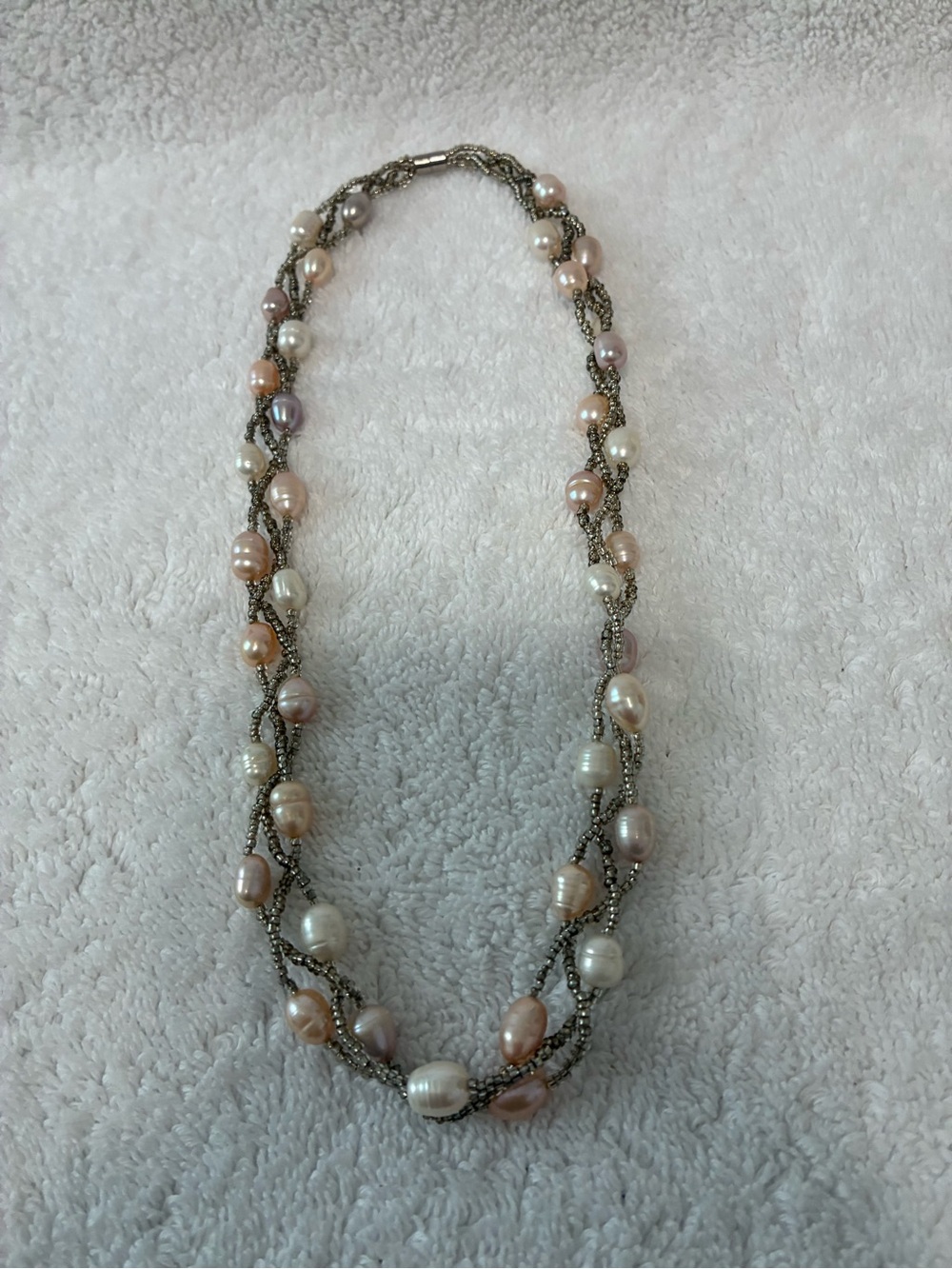 Multi-Color Freshwater Pearl Twist Necklace - multi-strand twisted torsade